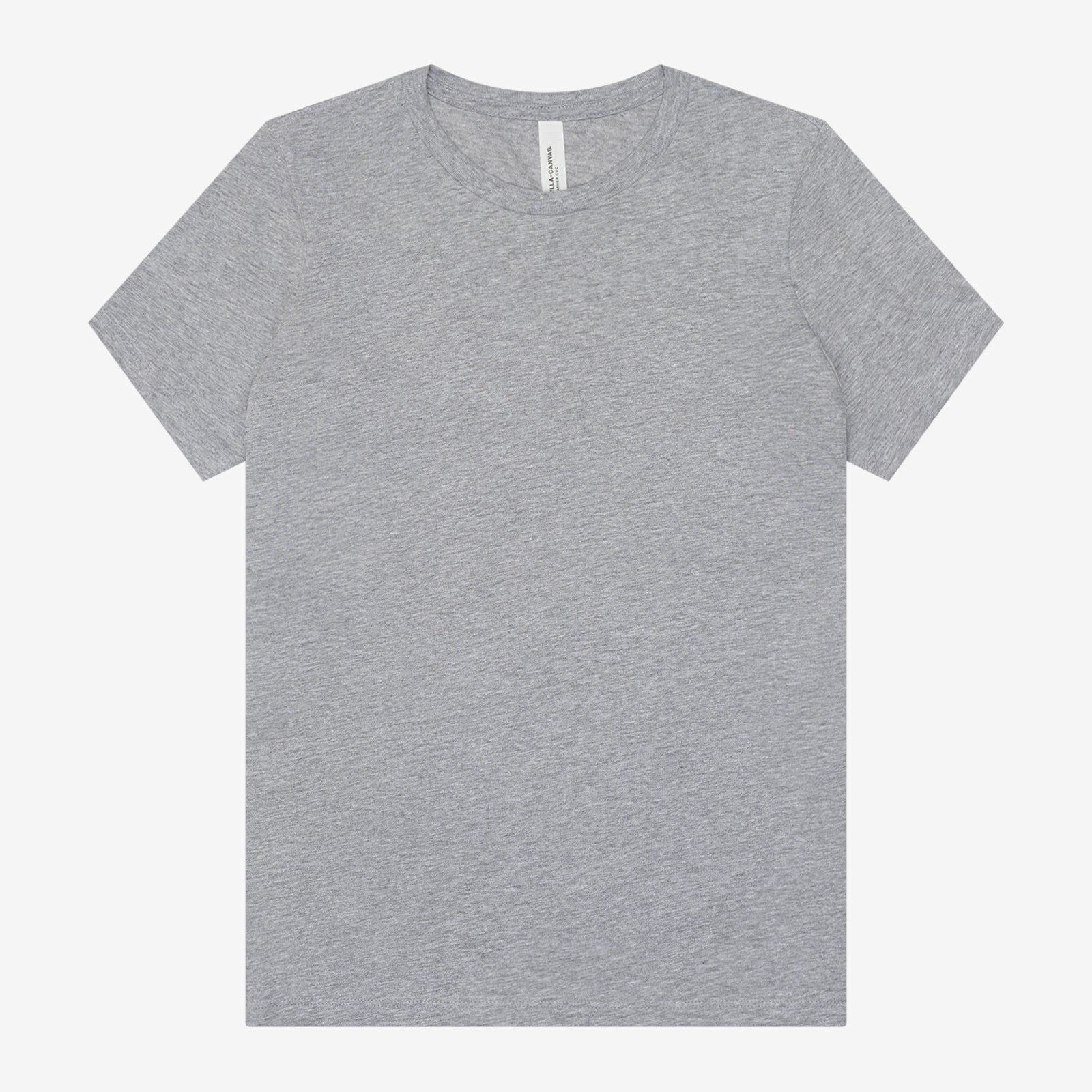 Bella+Canvas Women's Relaxed Heather CVC short sleeve t-shirt in Athletic Heather on a white background.