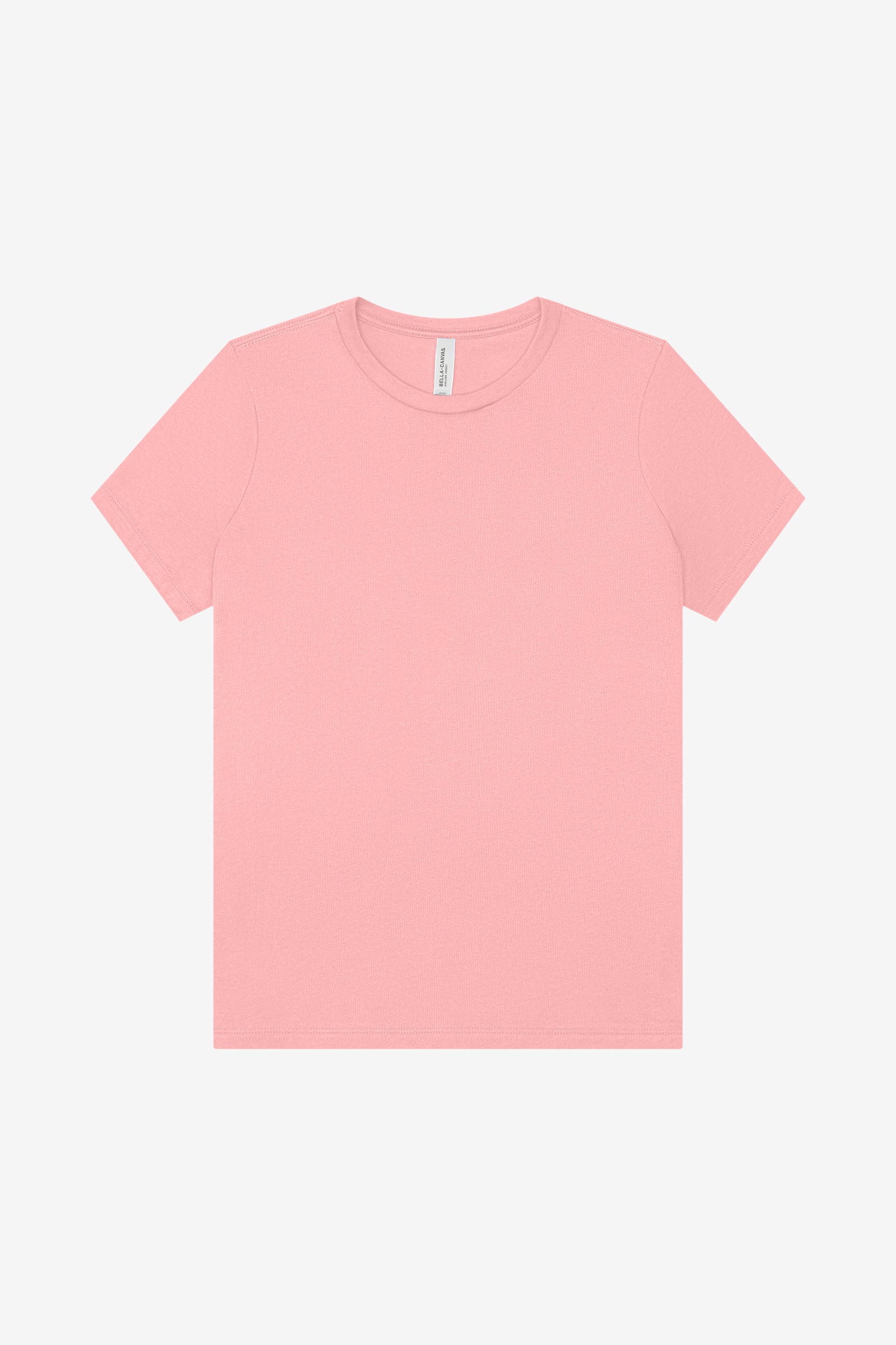 Bella+Canvas Women's Relaxed Jersey Short Sleeve Tee in pink displayed flat against a plain background.