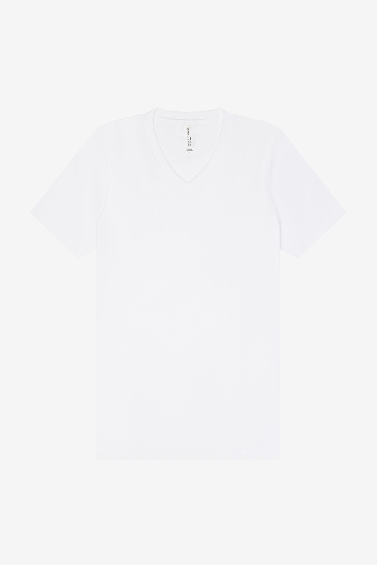 Bella+Canvas Women's Relaxed Jersey Short Sleeve V-Neck Tee in white.