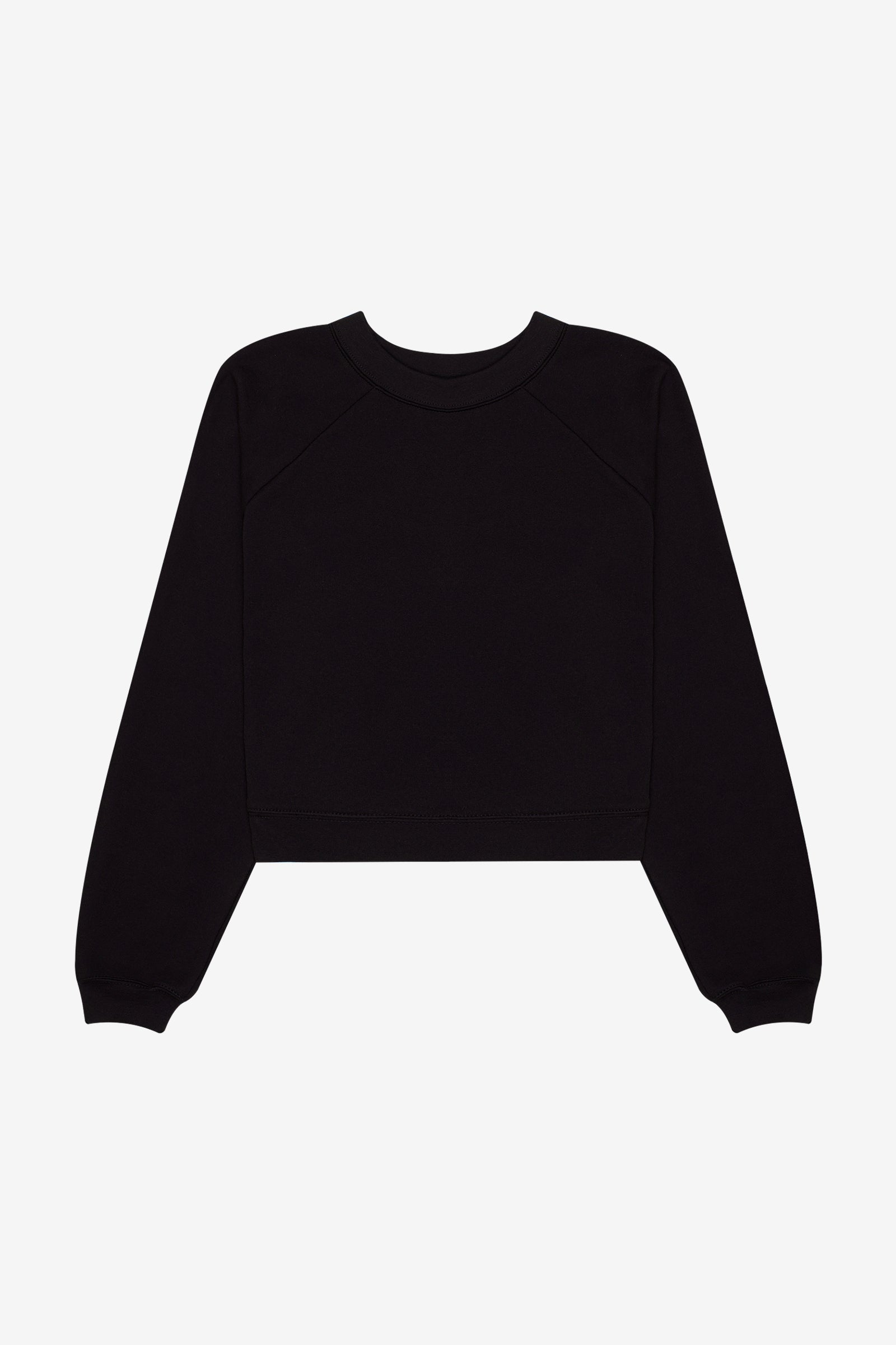 Bella+Canvas Women's Poly-Cotton Fleece Raglan Pullover in black.
