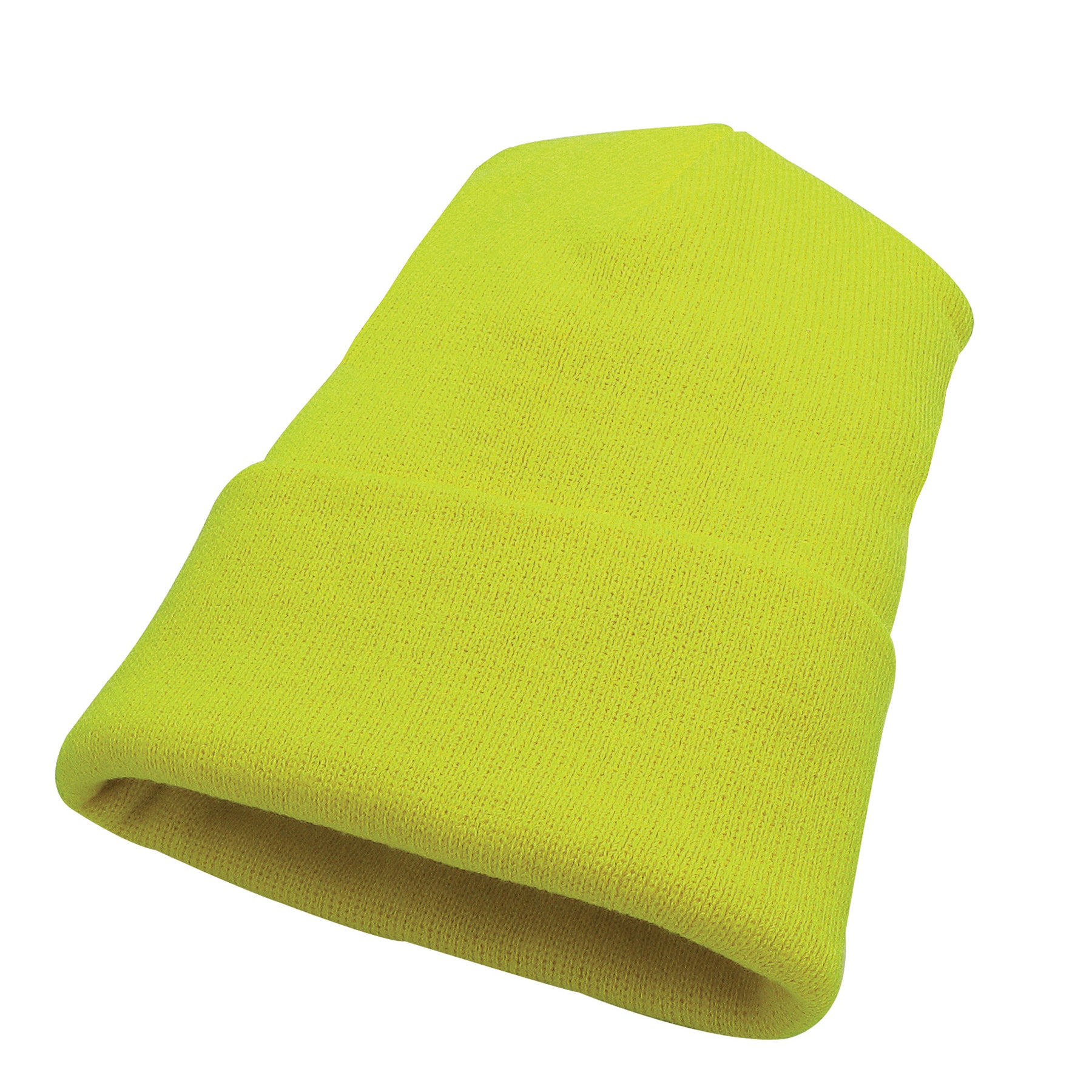 KNP Acrylic Knit Winter Toque in safety green, a folded beanie for cold weather.