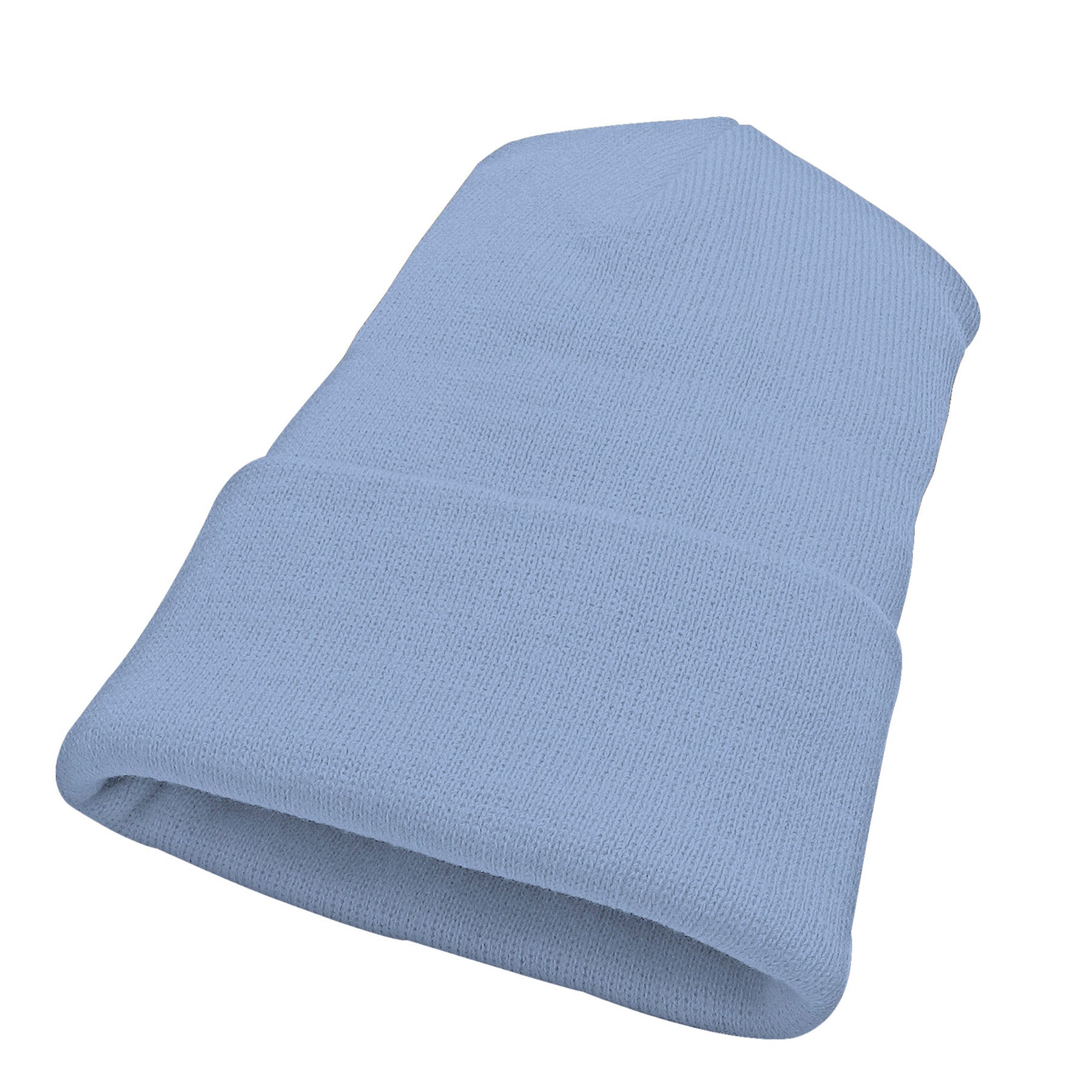 Sky blue KNP Acrylic Knit Winter Toque folded beanie.