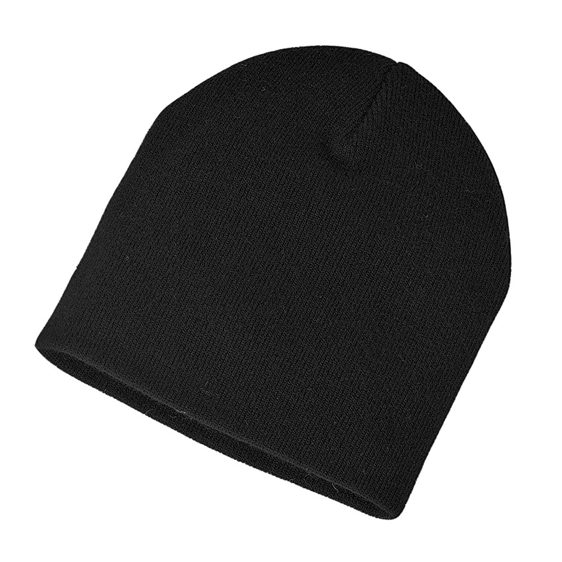 KNP Acrylic Knit fine gauge toque in black against a white background.