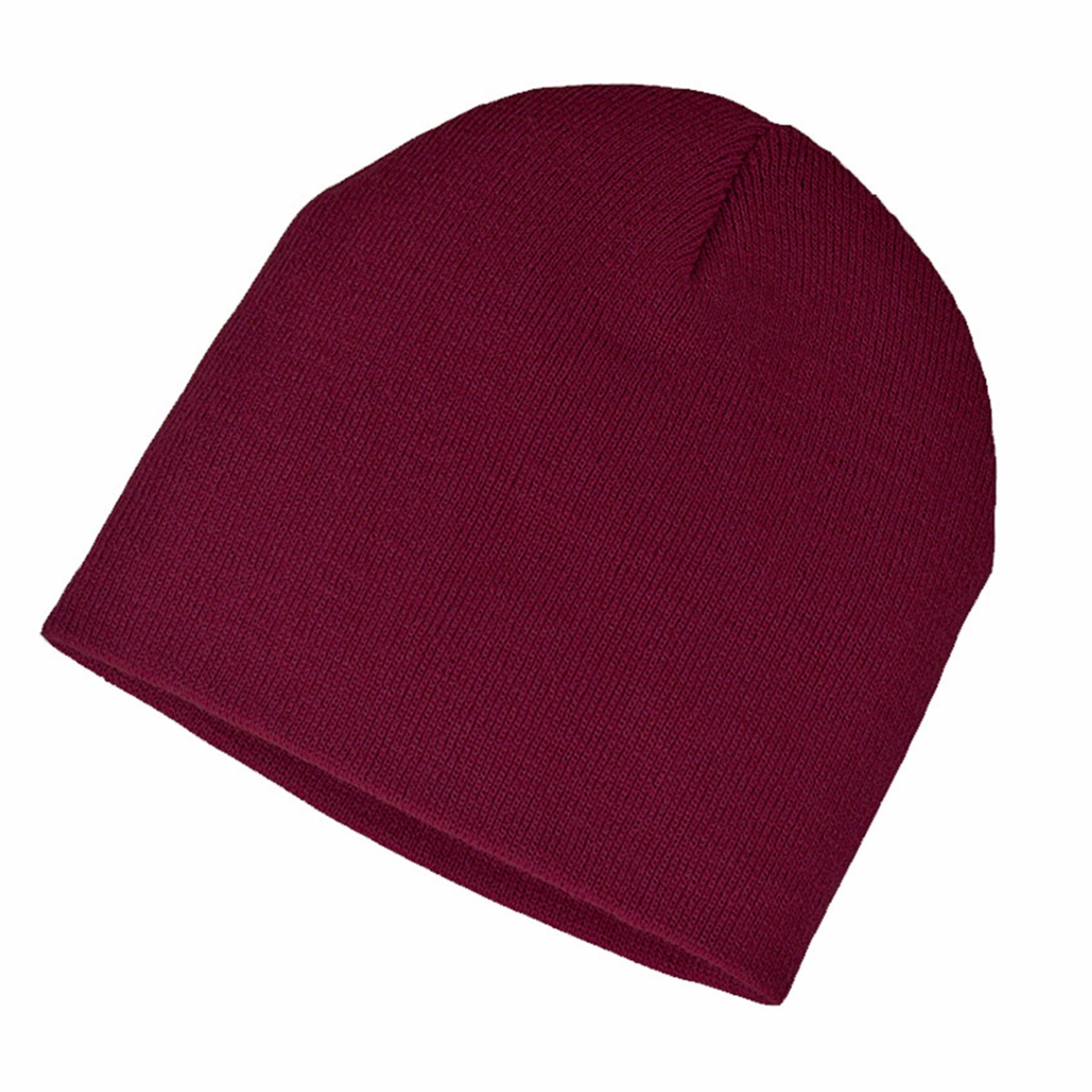 KNP Acrylic Knit Fine Gauge Toque in burgundy, featuring a simple, solid-colored beanie design.