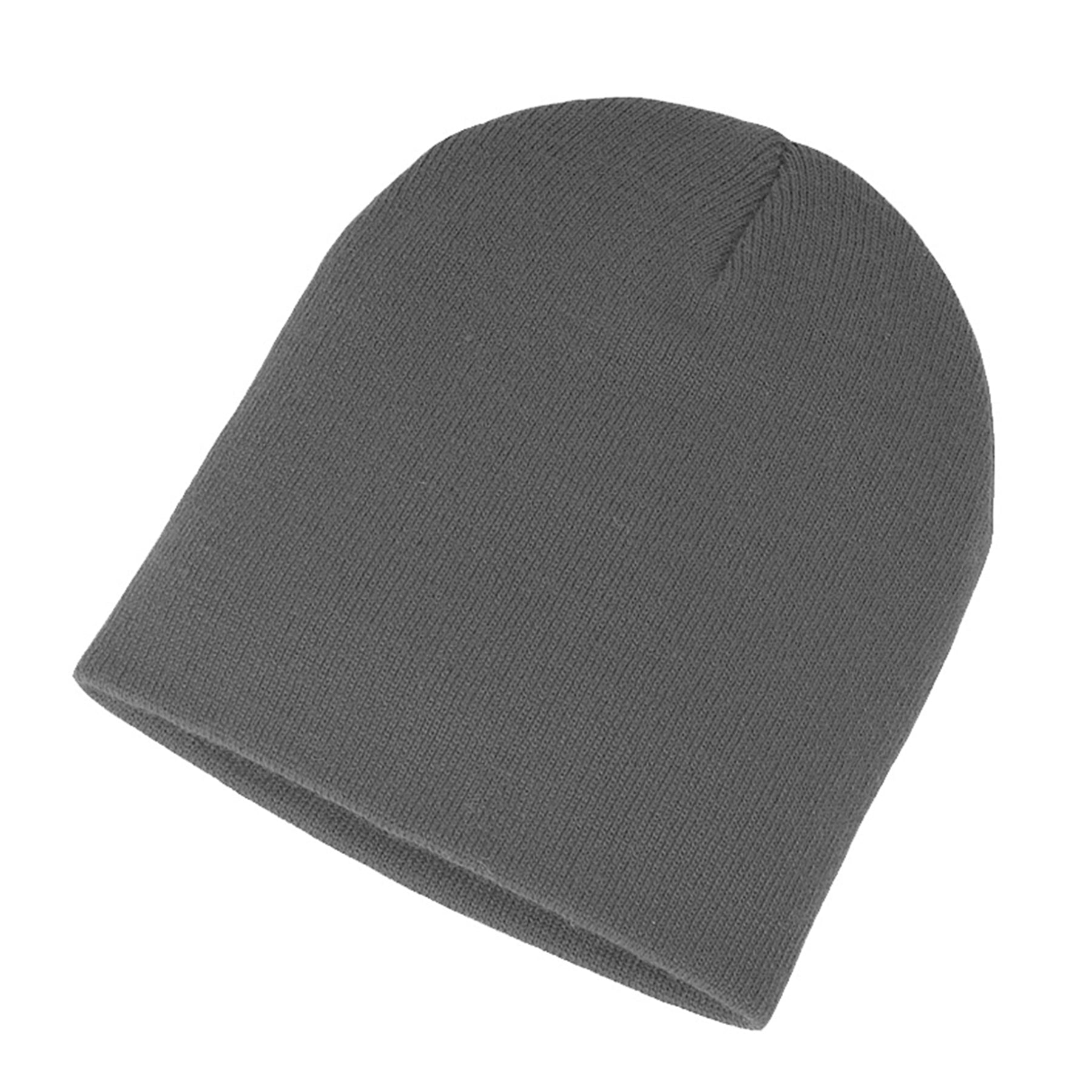 KNP charcoal acrylic knit fine gauge toque beanie.