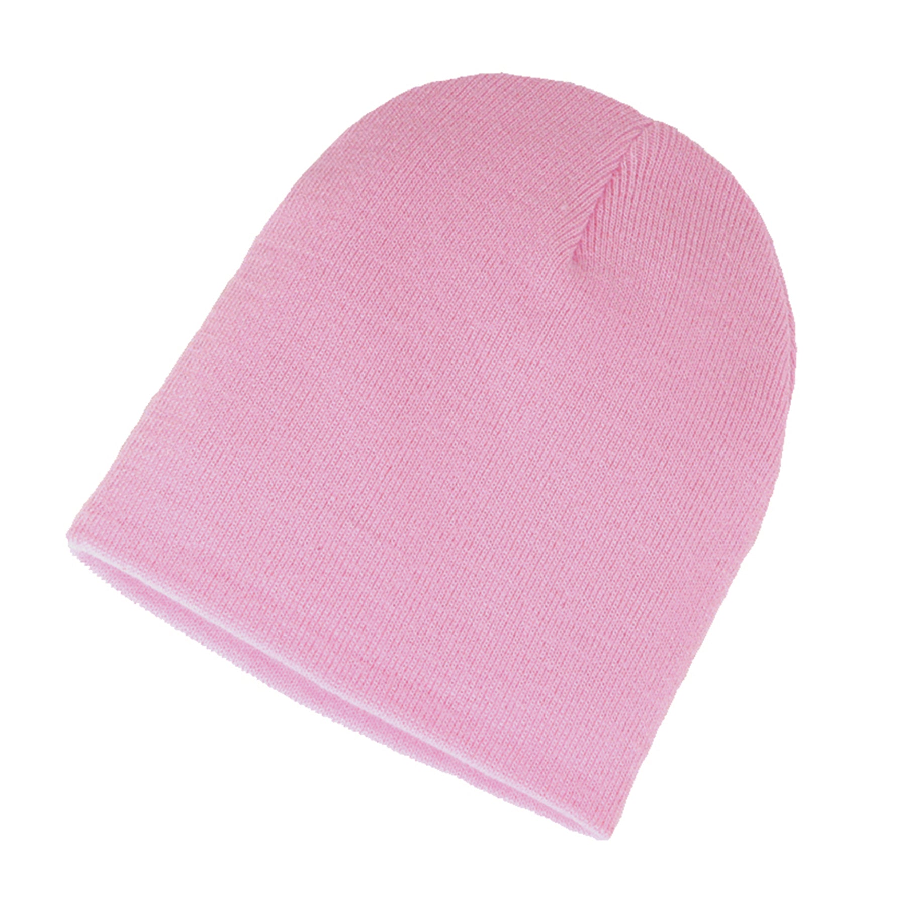 Pink KNP Acrylic Knit Fine Gauge Toque beanie displayed against a white background.