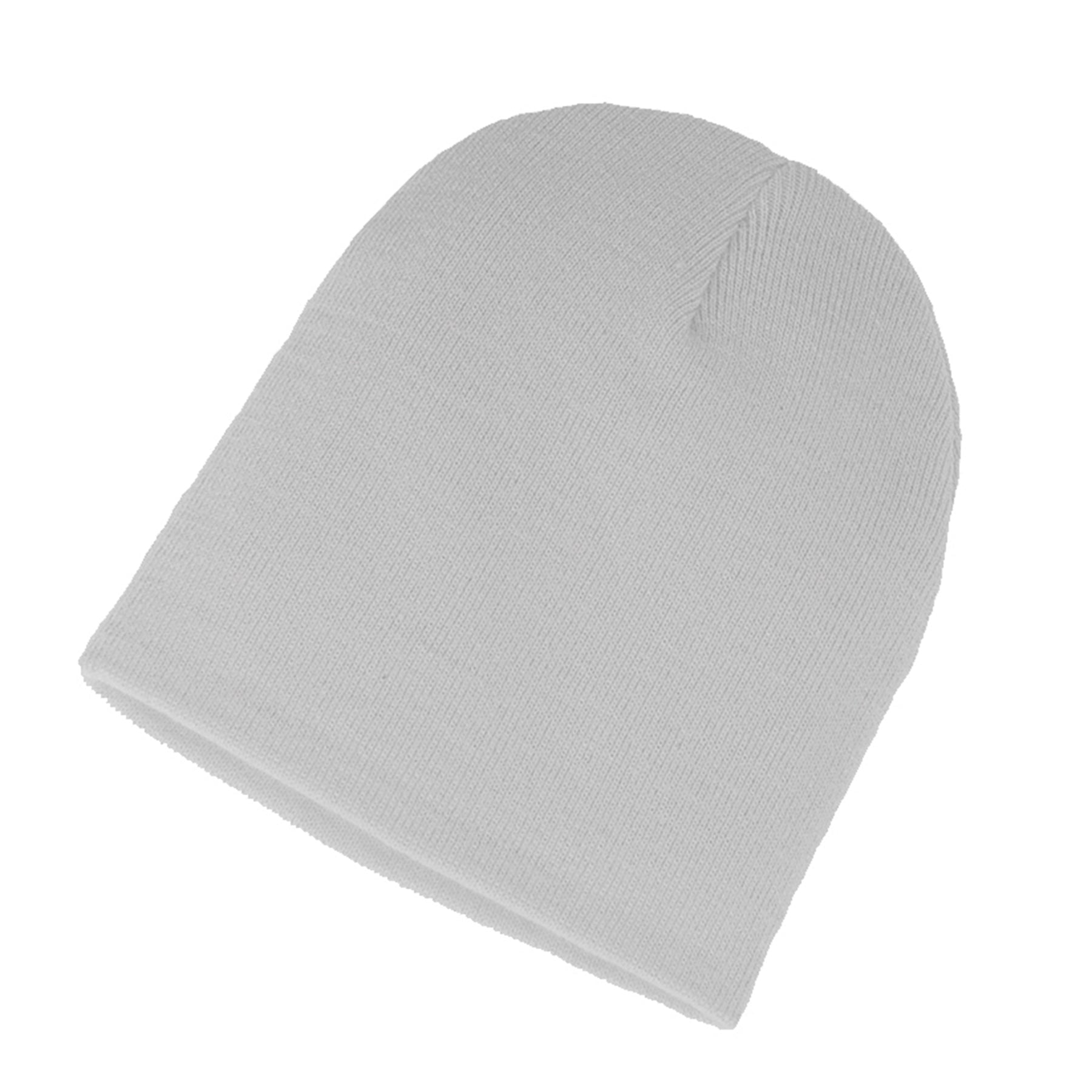 KNP acrylic knit fine gauge toque in white.