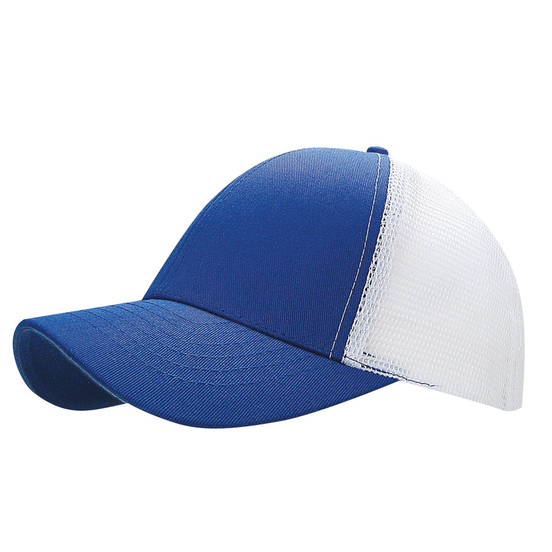 KNP Cotton Mesh Trucker Cap in royal blue and white, featuring a two-tone design.