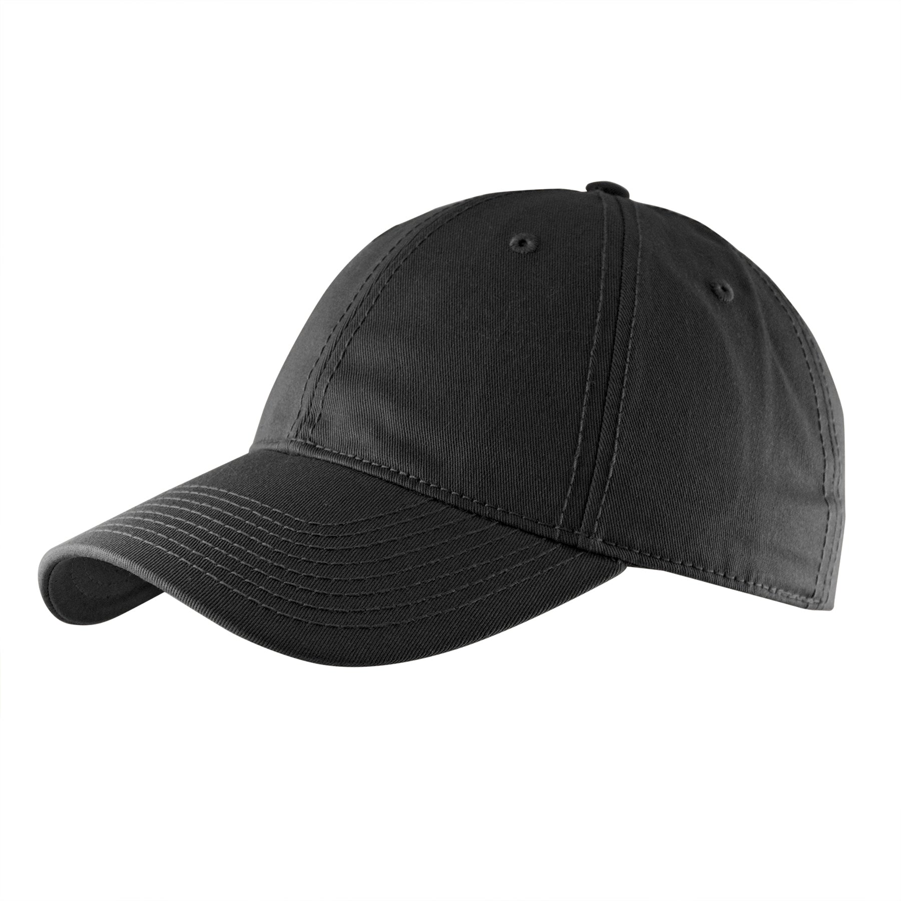 Charcoal KNP Chino Twill cap viewed from a side angle against a white background.