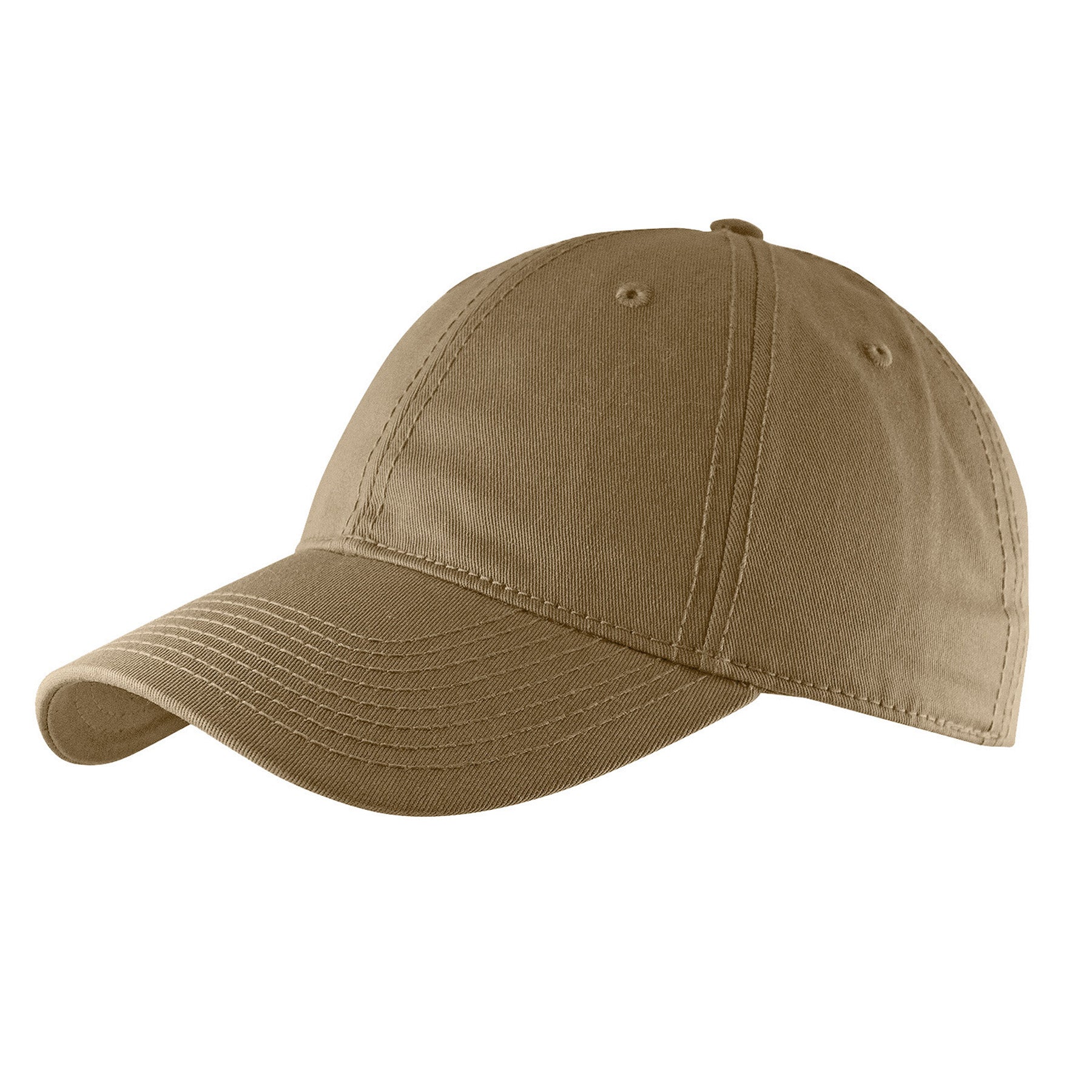 KNP Chino Twill cap in khaki, viewed from the side.