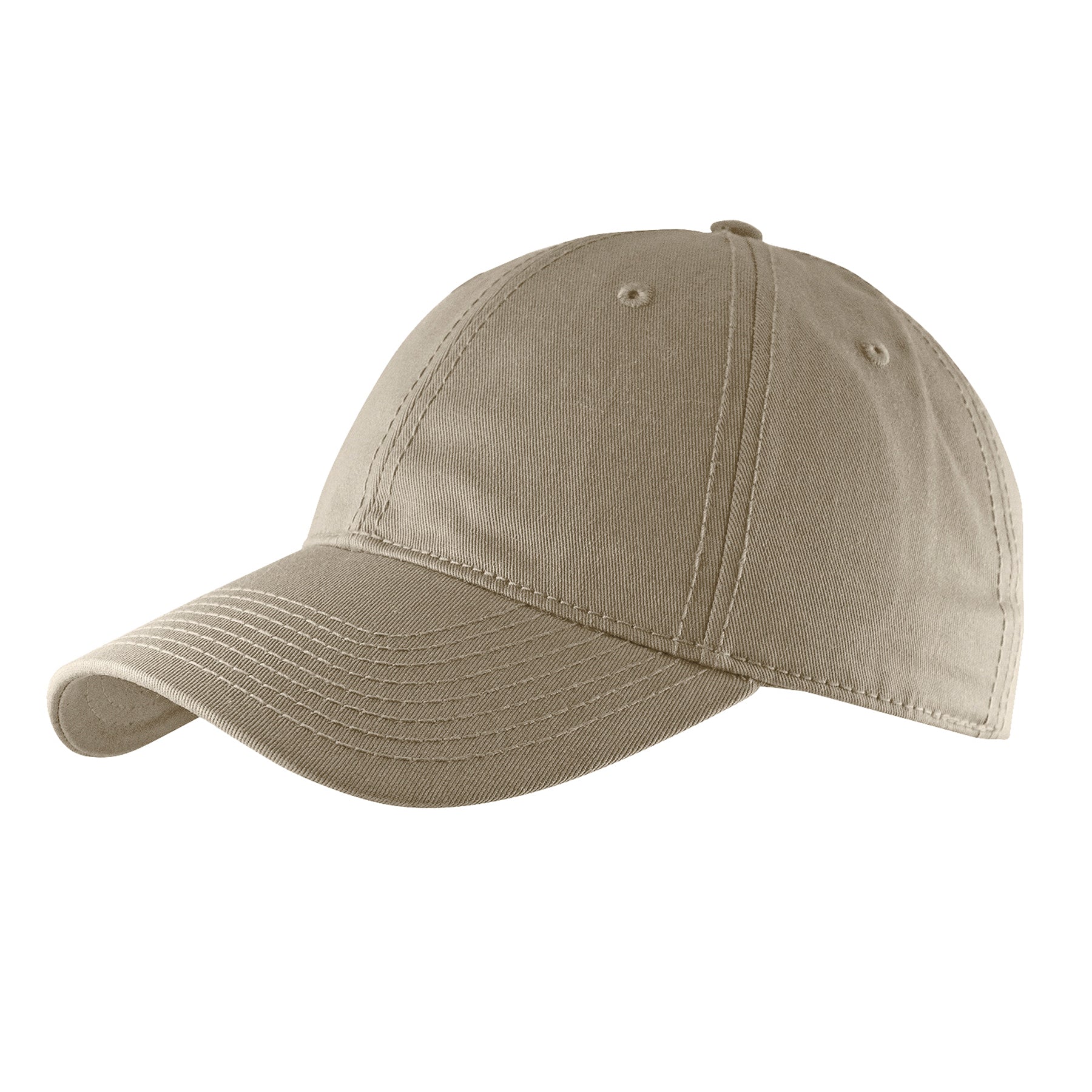 KNP Chino Twill cap in stone, shown from a side profile angle.