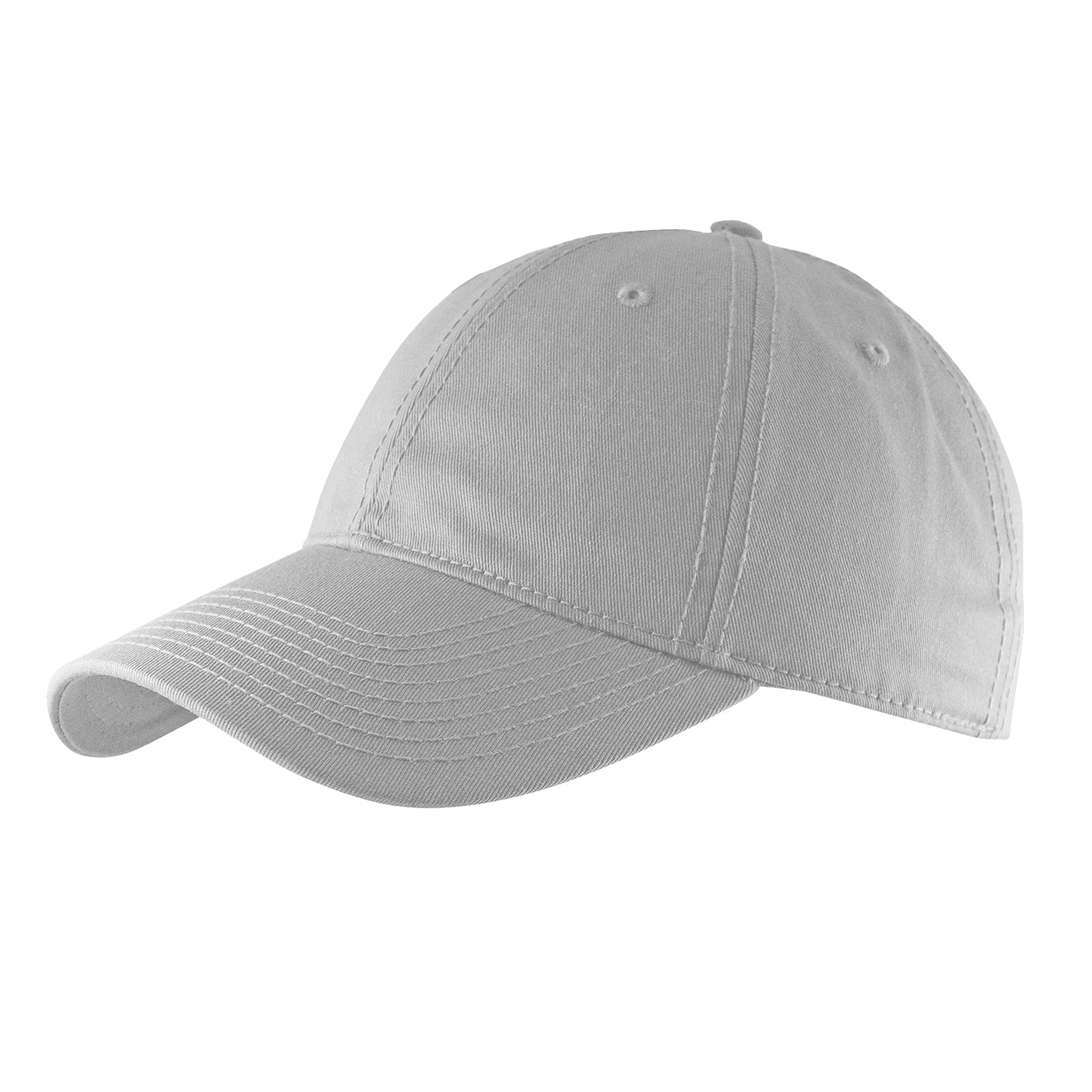 A classic white KNP Chino Twill cap viewed from a side angle.