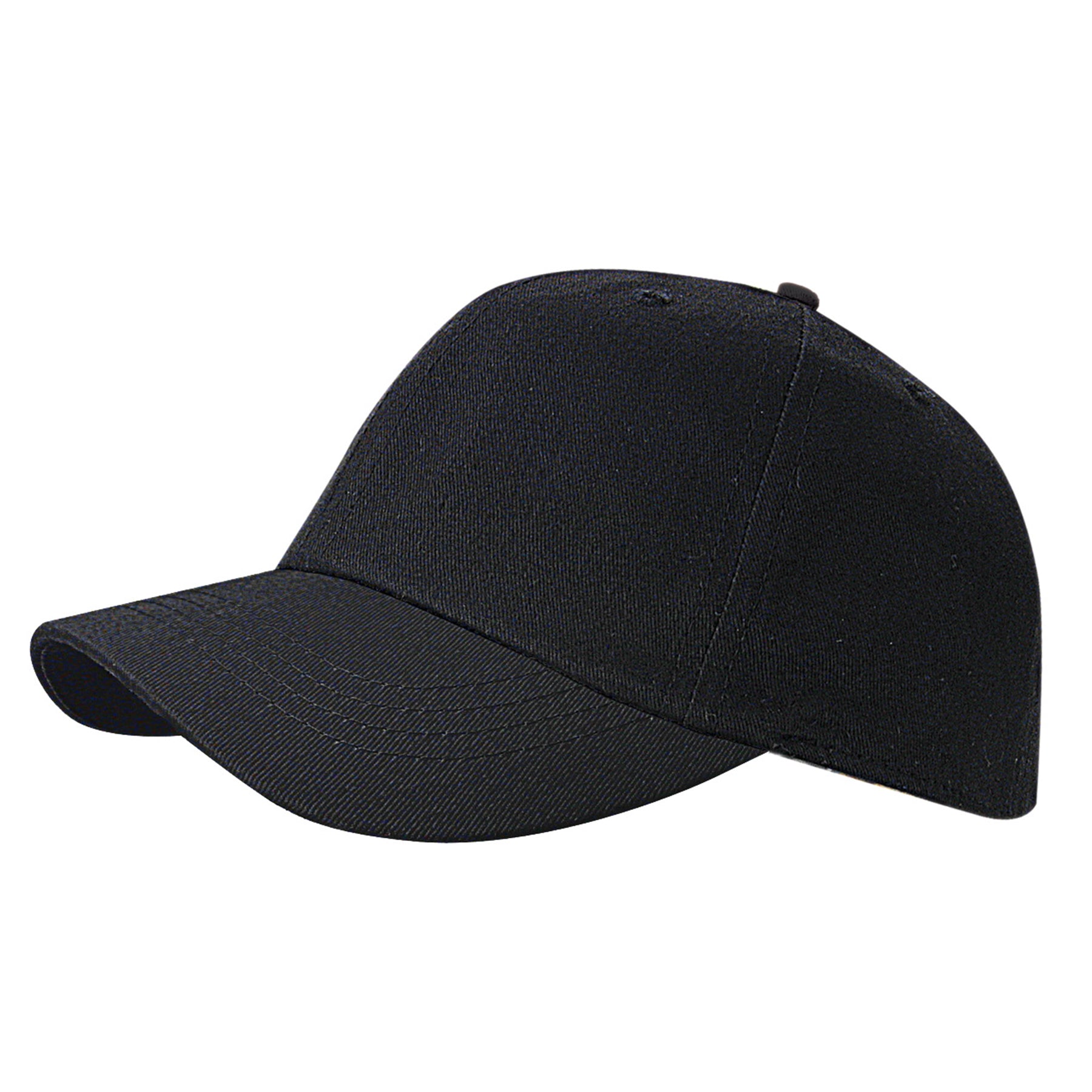 KNP Fine Brushed Cotton Cap in black shown from a side profile view.