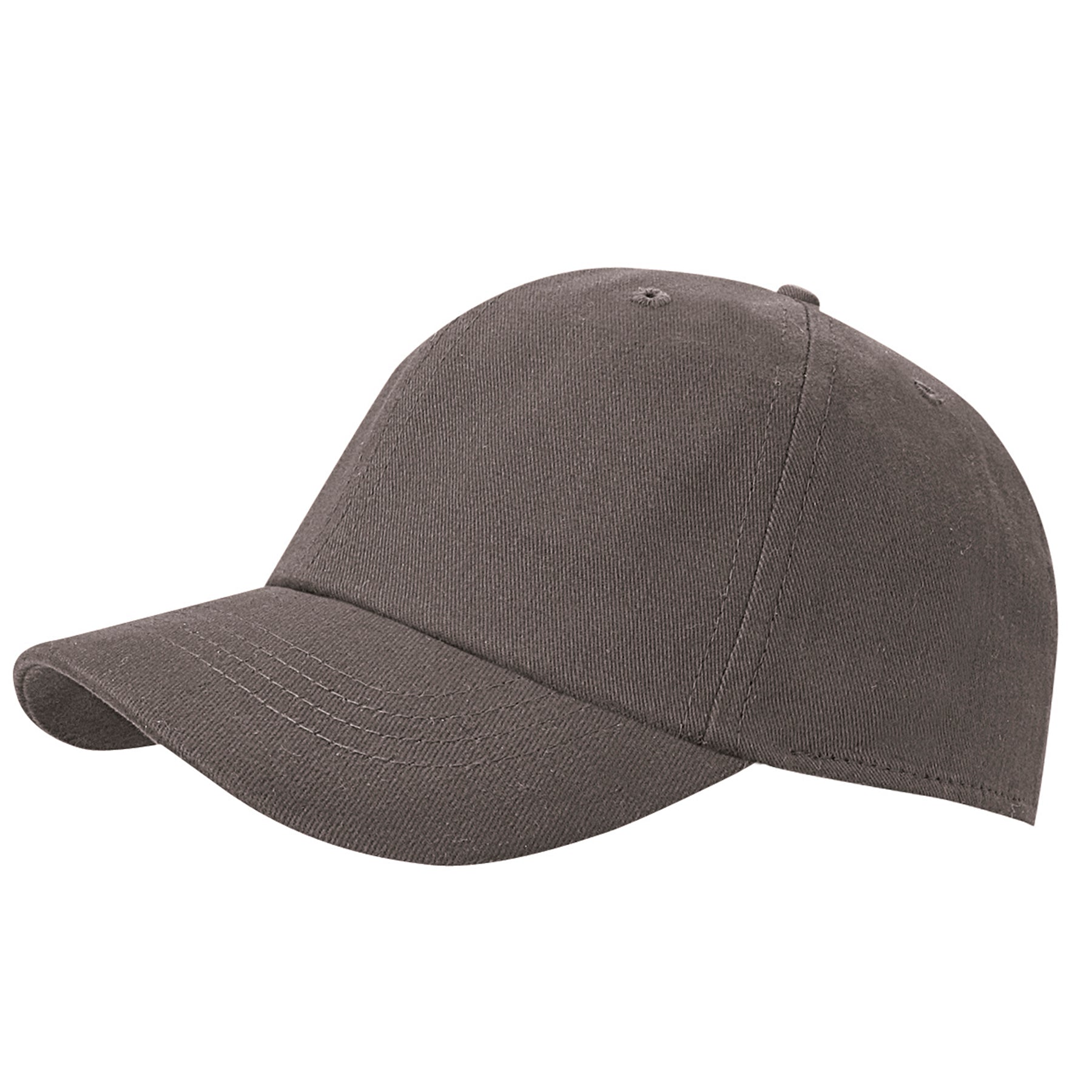 Charcoal KNP Fine Brushed Cotton Cap viewed from a side angle.