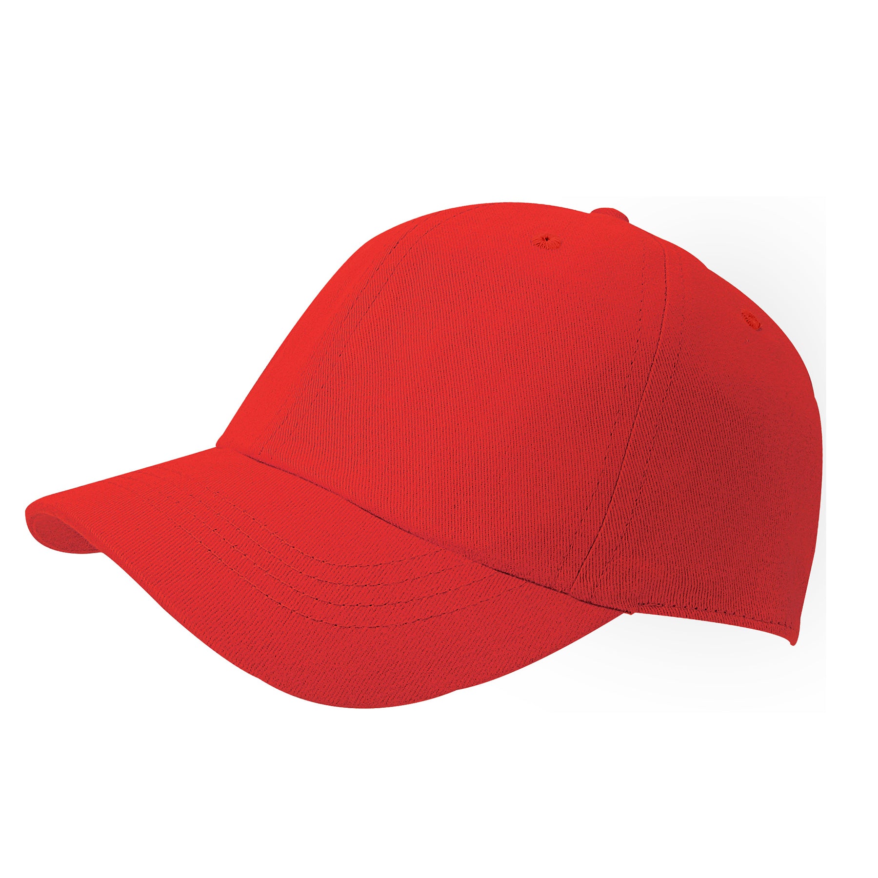KNP Fine Brushed Cotton Cap in red, viewed from a side angle.