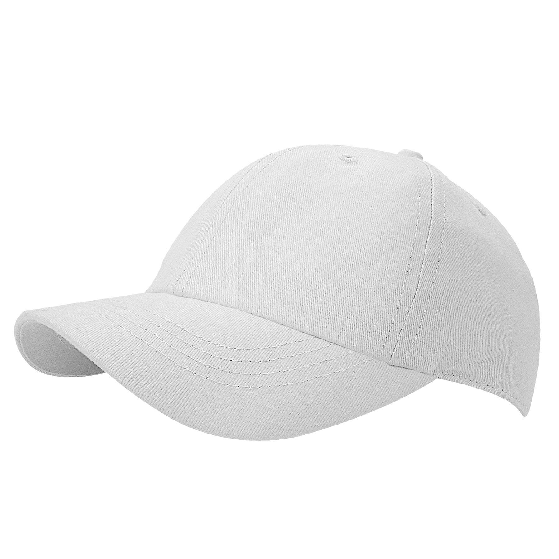 A KNP fine brushed cotton cap in white, featuring a classic six-panel design and curved brim.