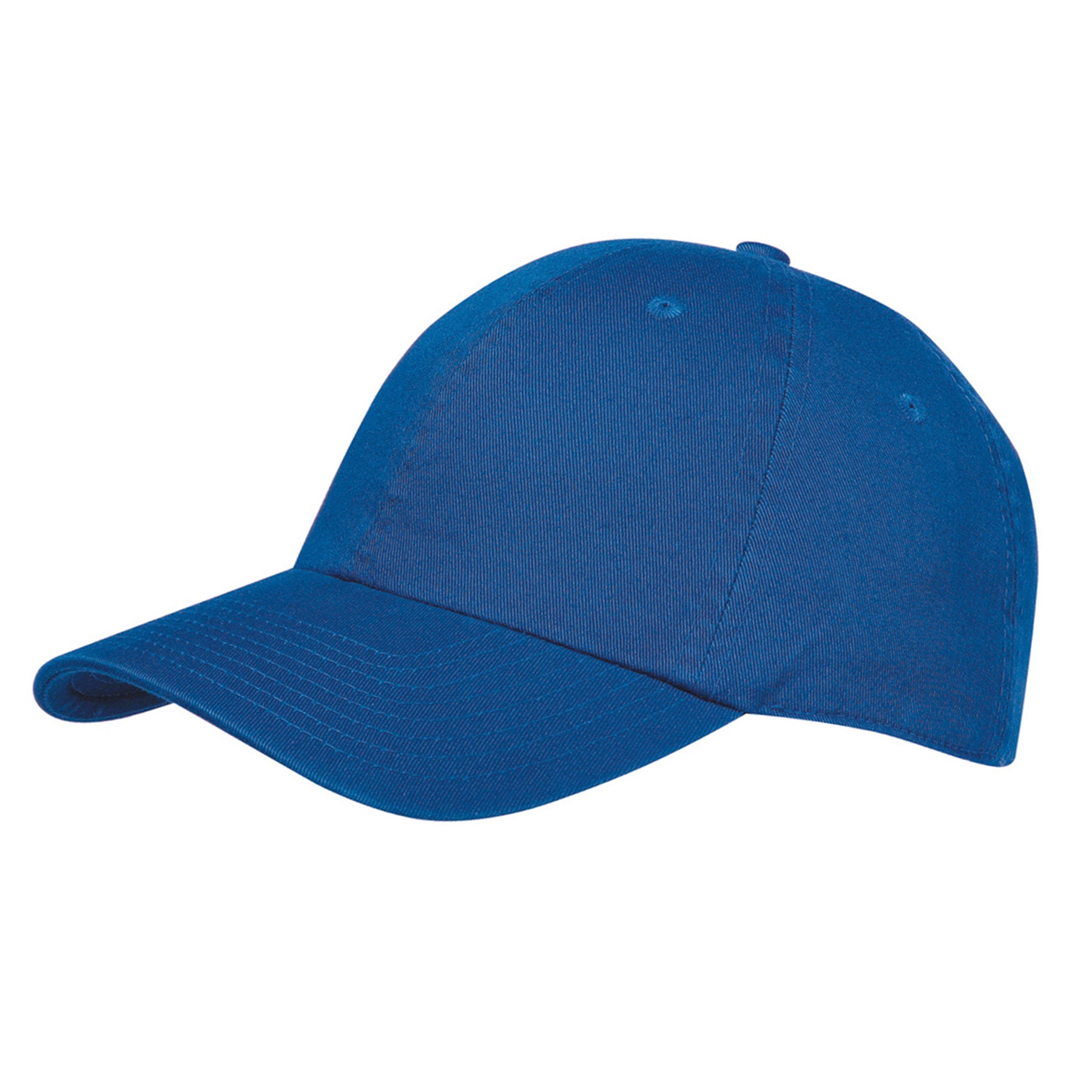 KNP garment washed cotton chino twill cap in royal blue, featuring a classic structured baseball hat design.