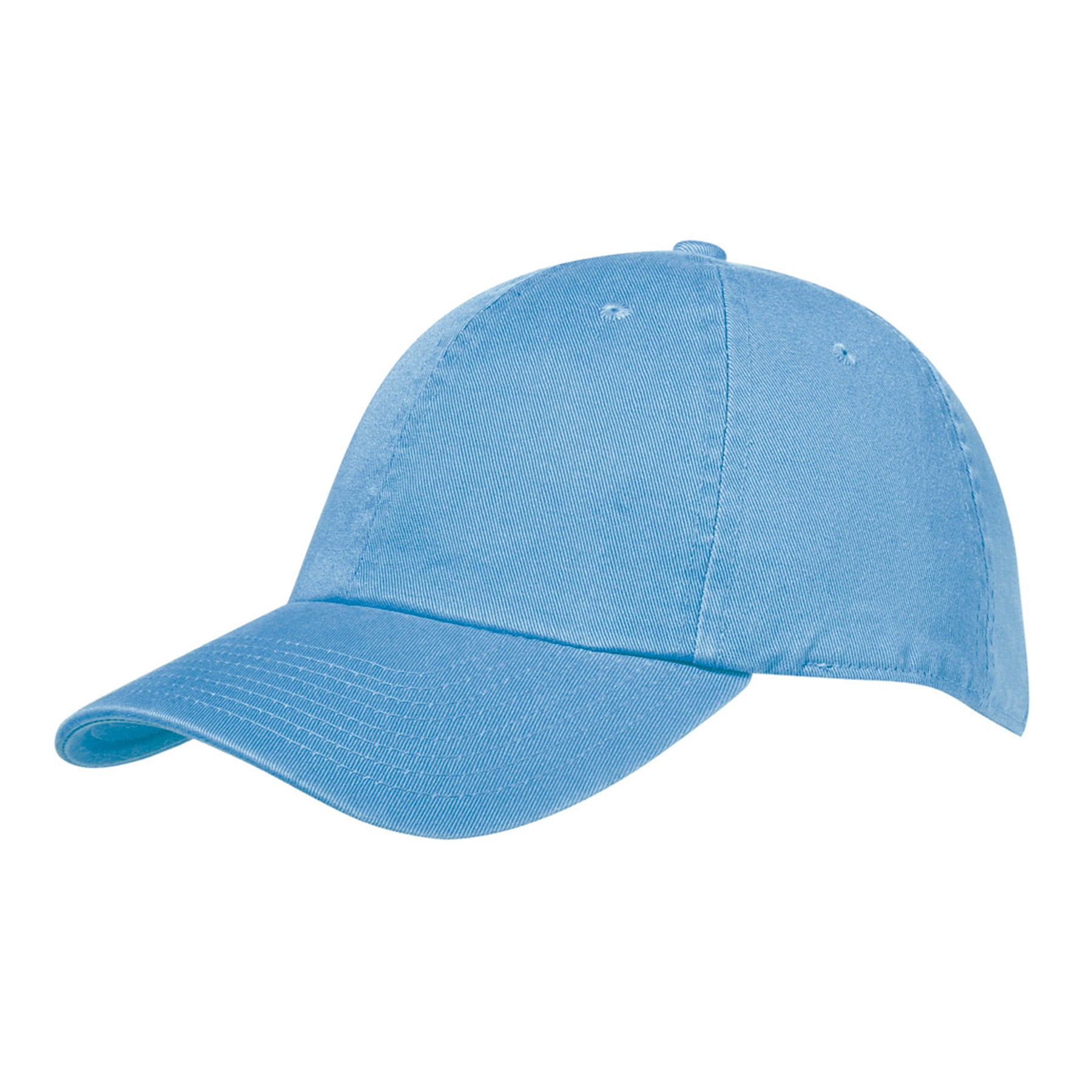 KNP Garment Washed Cotton Chino Twill Cap in Sky Blue against a white background.