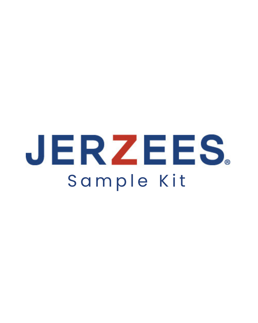 Jerzees Showroom Hoodie Sample Kit logo in navy and red on a white background.