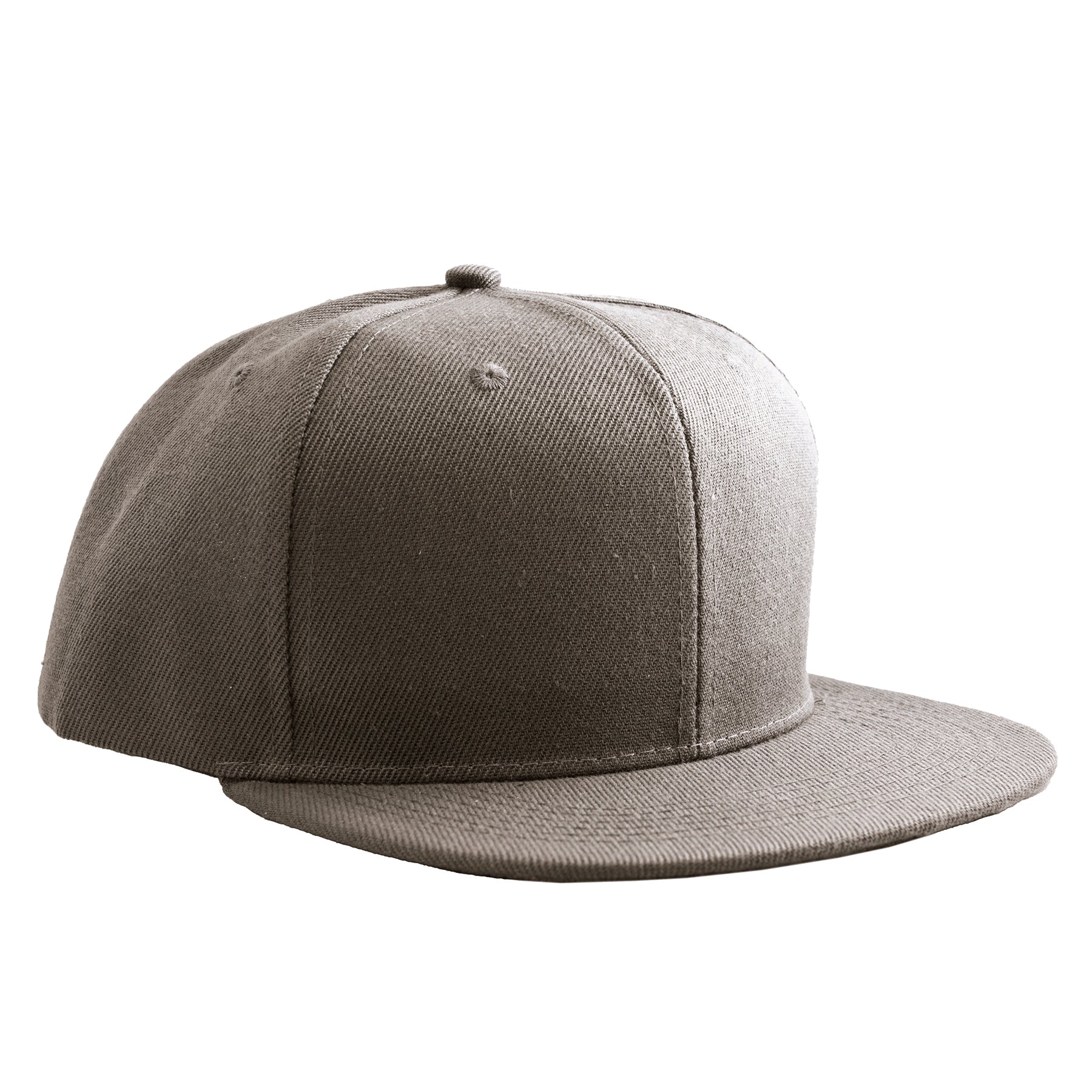 Charcoal KNP Polyester Twill high-profile flat brim cap isolated on a white background.