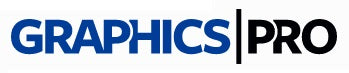GRAPHICS PRO logo with the word GRAPHICS in blue and the word PRO in black, separated by a vertical line.