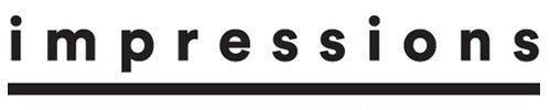 Black "impressions" logo text underlined with a bold horizontal line.